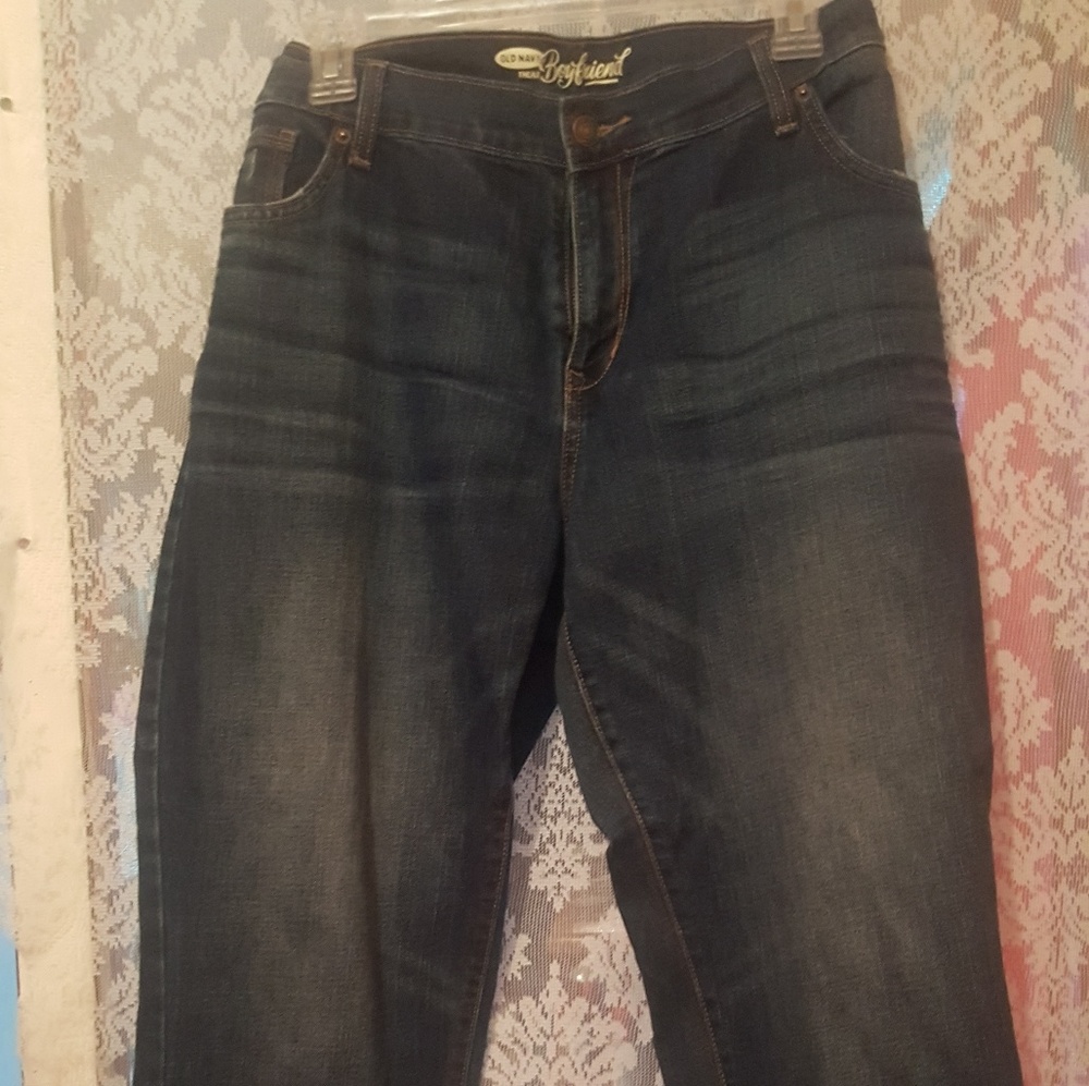 Old Navy Boyfriend fit jeans with plaid cuff